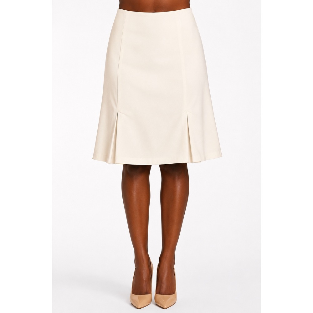Talbots Ivory White Stretch A-Line Knee Length Pleated Skirt Size 6